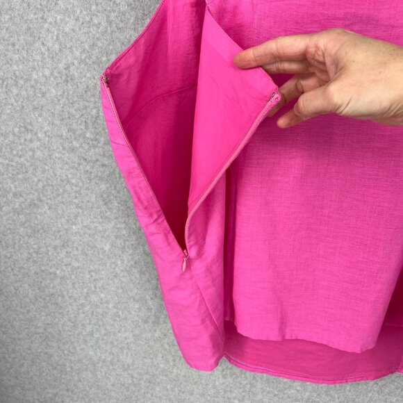 J.Crew Pink Linen-Blend Tank Top | Preppy Barbiecore Summer Blouse - Picture 4 of 12